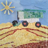 Mon papa dans les champs - Atelier mosaïque d'Elisabeth